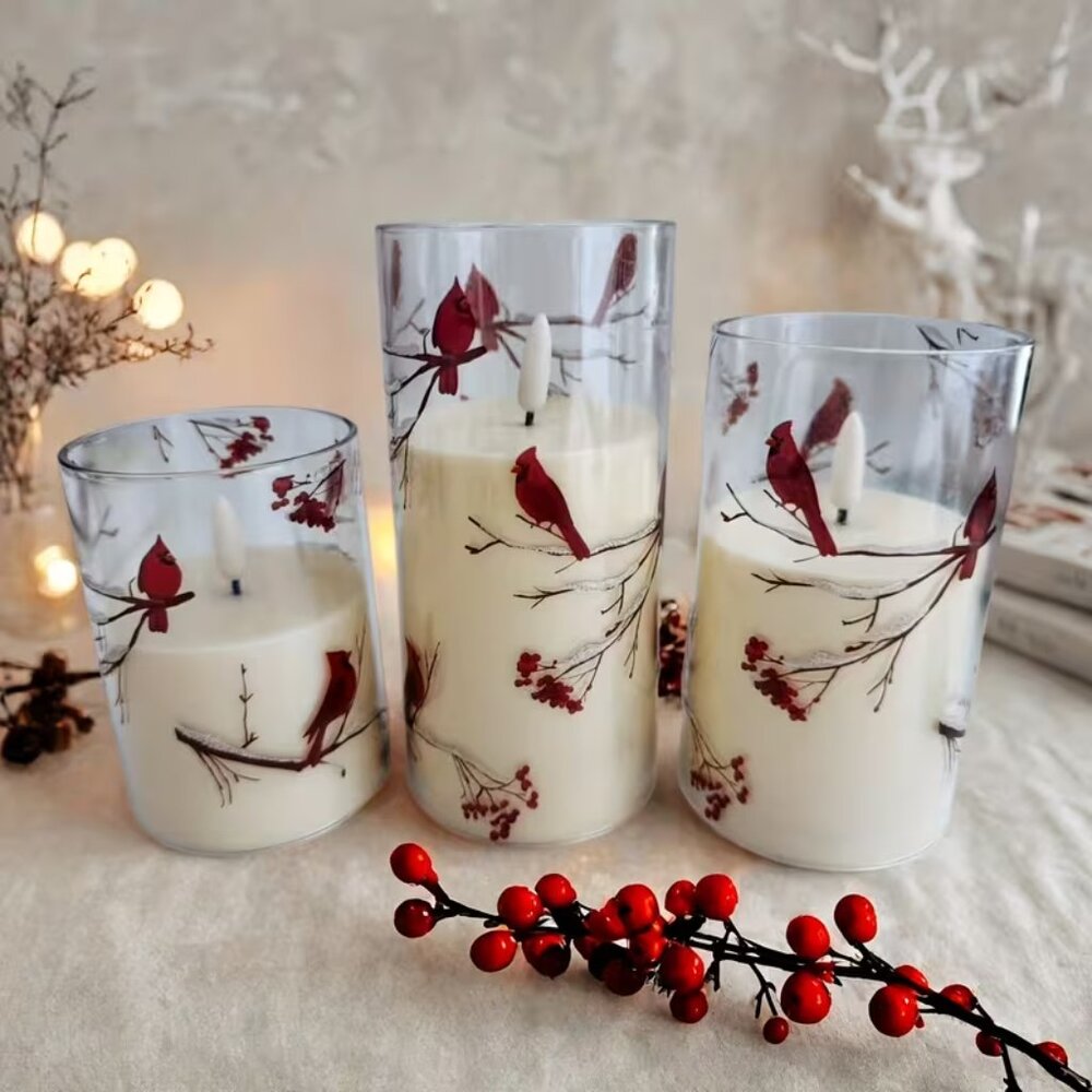 3 pc Cardinal Flameless Candles/Remote Timer - New